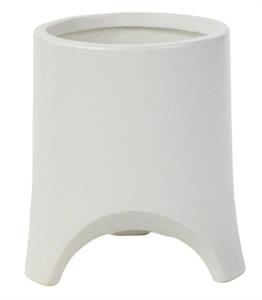 6" Ivory Ceramic Pot with Feet