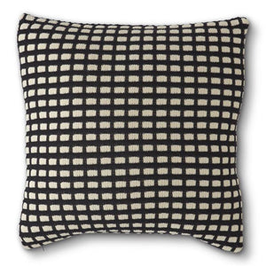 20" Square Cotton Black & White Check Knit Pillow - Everyday Textiles