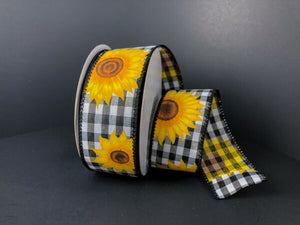Spring - Sunflowers - Linen Ribbon - 1.5"x10 yards (Assorted)