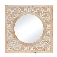 23" Square Wood Glass Wall Mirror