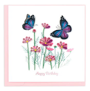 Quilling Card: Birthday Flowers & Butterflies