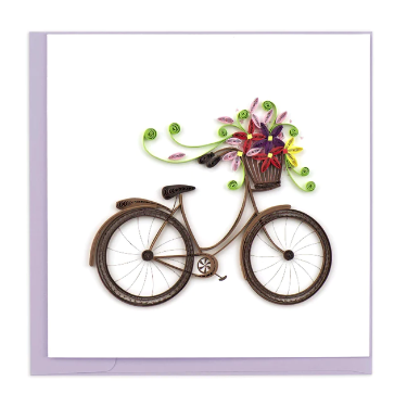 Quilling Card: Bicycle & Flower Basket Card