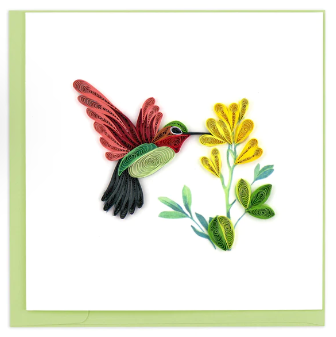Quilling Card: Hummingbird & Yellow Flowers