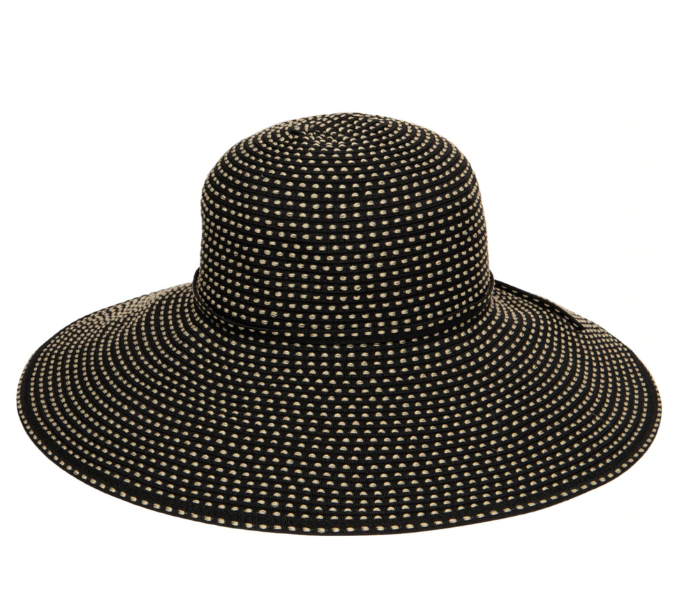 Women's Ribbon Braid Hat with Ticking - Black