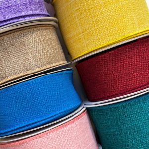 Poly Linen Ribbon - 2.5"x10 Yards (Assorted)