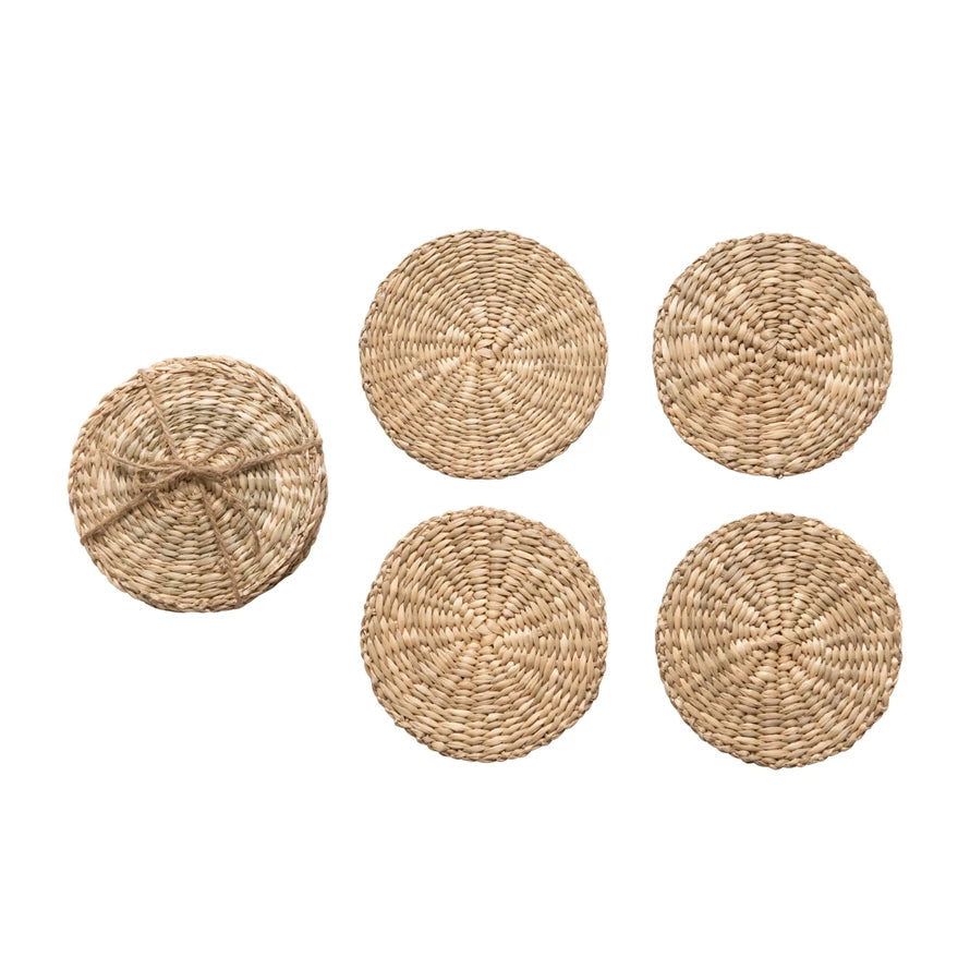 4" Round Seagrass Coasters Set of 4