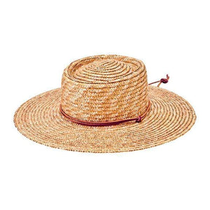 Women's Wheat Straw Hat with Leather Chin Cord