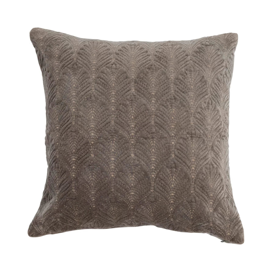 18" Cotton Velvet Embroidered Pillow w/ Gold Metallic Thread - Everyday Textiles
