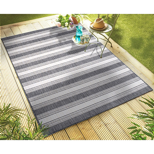 5'3" X 7'0"  Outdoor Rug Anthracit White