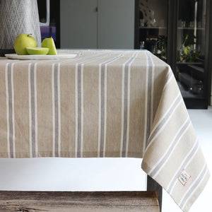60 X 90  Logan Bistro Series Table Cloth  Tan/Grey