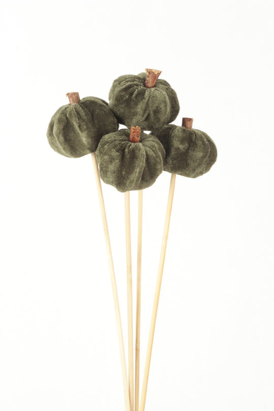 Velvet Pumpkins - Stemmed Hunter Green