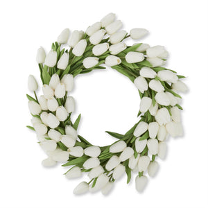 22" White Real Touch Mini Tulip Wreath - Florals and Foliage