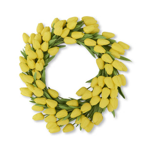 22" Yellow Real Touch Mini Tulip Wreath - Florals and Foliage