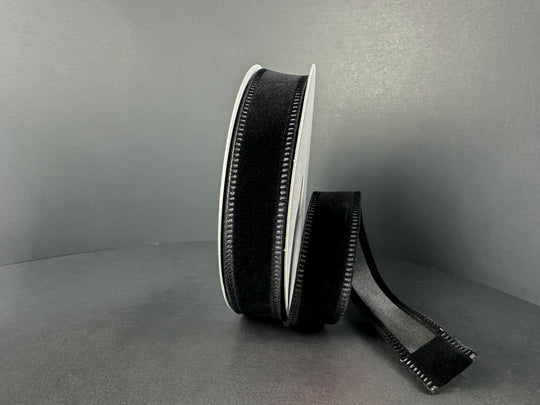 7/8" x 10Y Black Velvet Ribbon