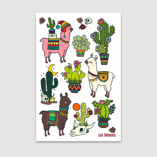 Alpaca and Cactus - Tempory tattoos
