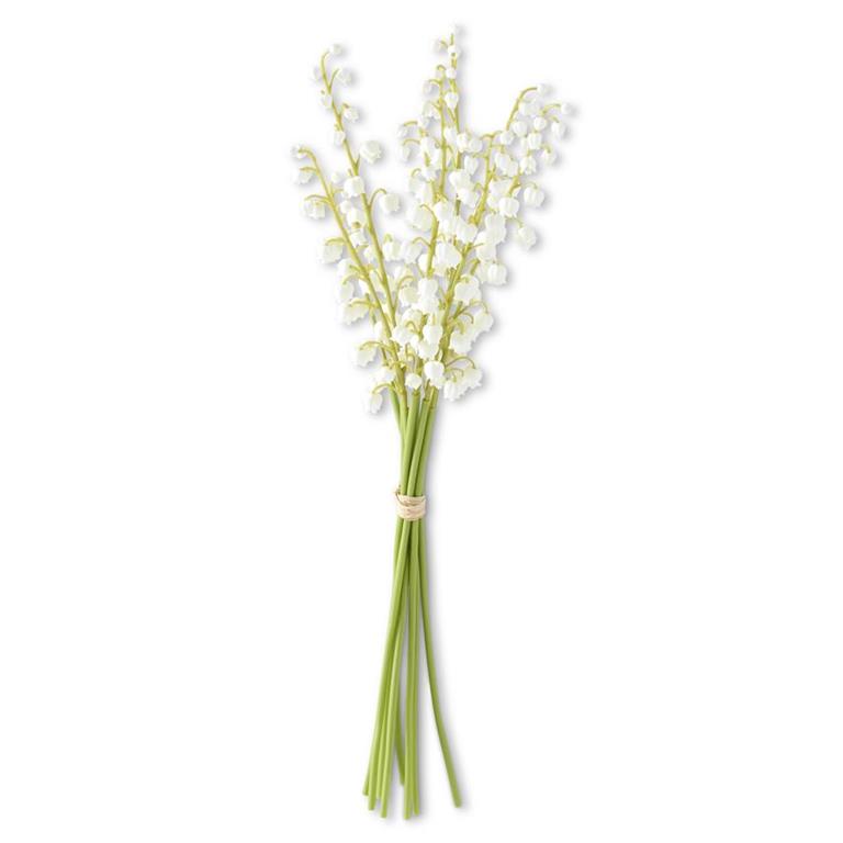 17" White Real Touch Lily of the Valley Bundle ( 9 Stems ) - Florals and Foliage