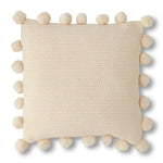 21" Square Moss Stitch Pillow w/Pompom Trim (Multiple Colours) - Everyday Textiles