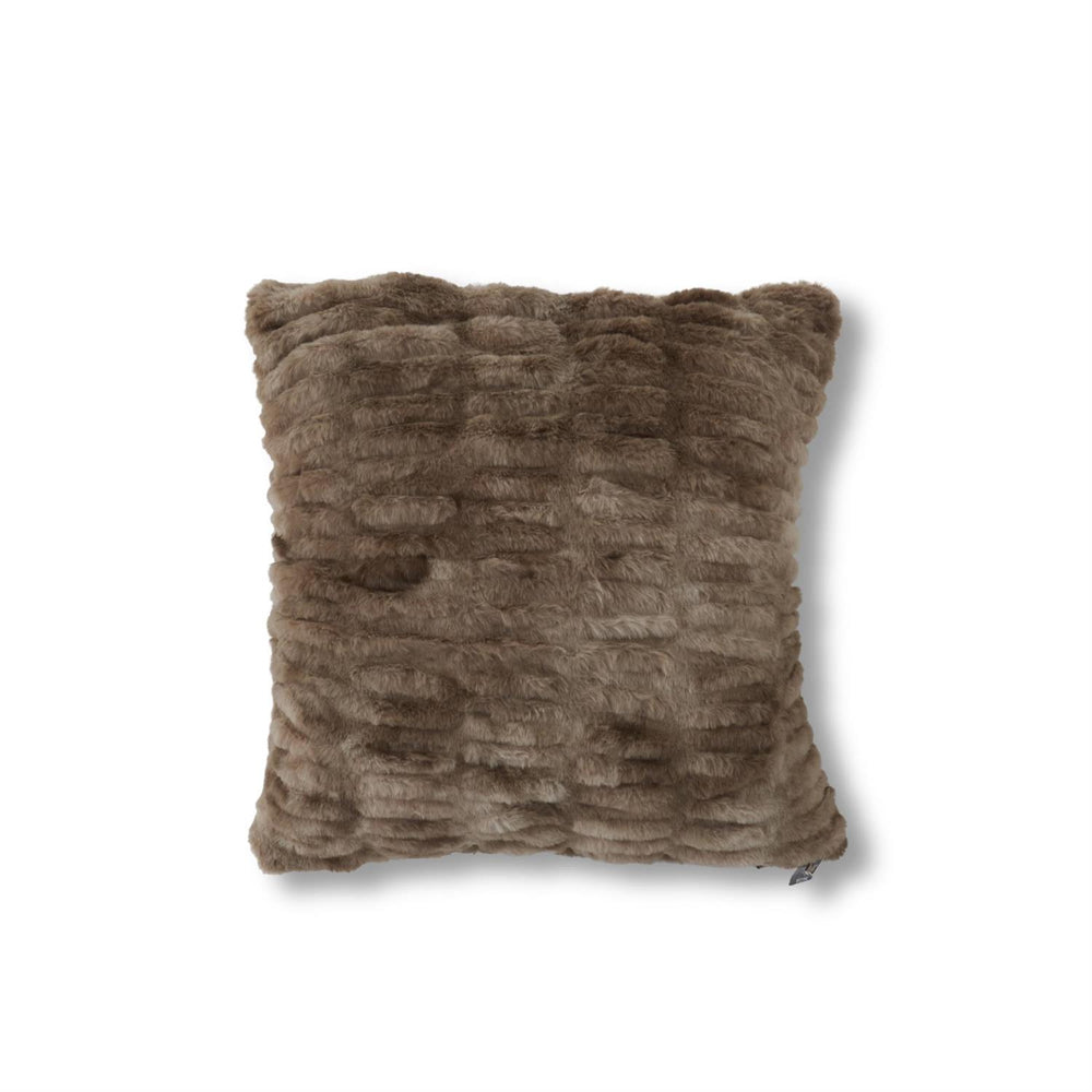 18" Brown Ribbed Faux Fur Pillow