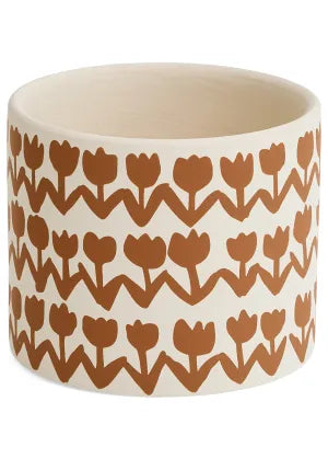 4"  Terra/Cream Tulip Design Planter