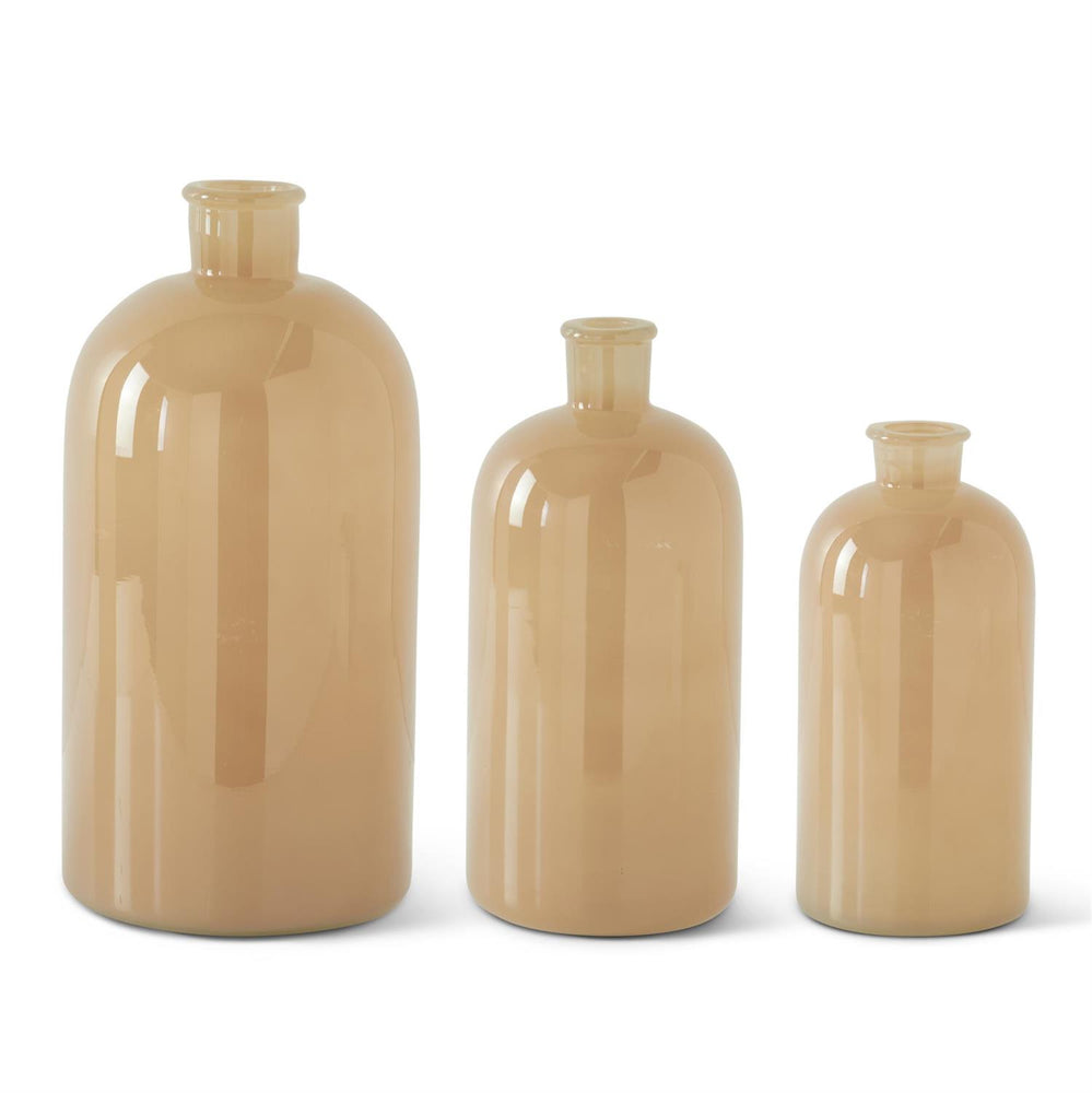 Hand Sprayed Large Beige Glass Bottle (Multiple Sizes)