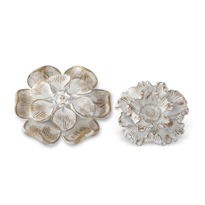 Whitewashed Carved Resin Flowers ( Multiple Sizes )