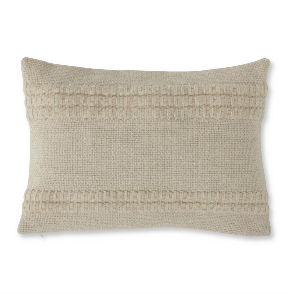 20 " Lumbar Cream Wool Blend Woven Pillow - Everyday Textiles