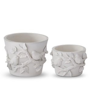 White Resin Round Bird Containers (Multiple Sizes)