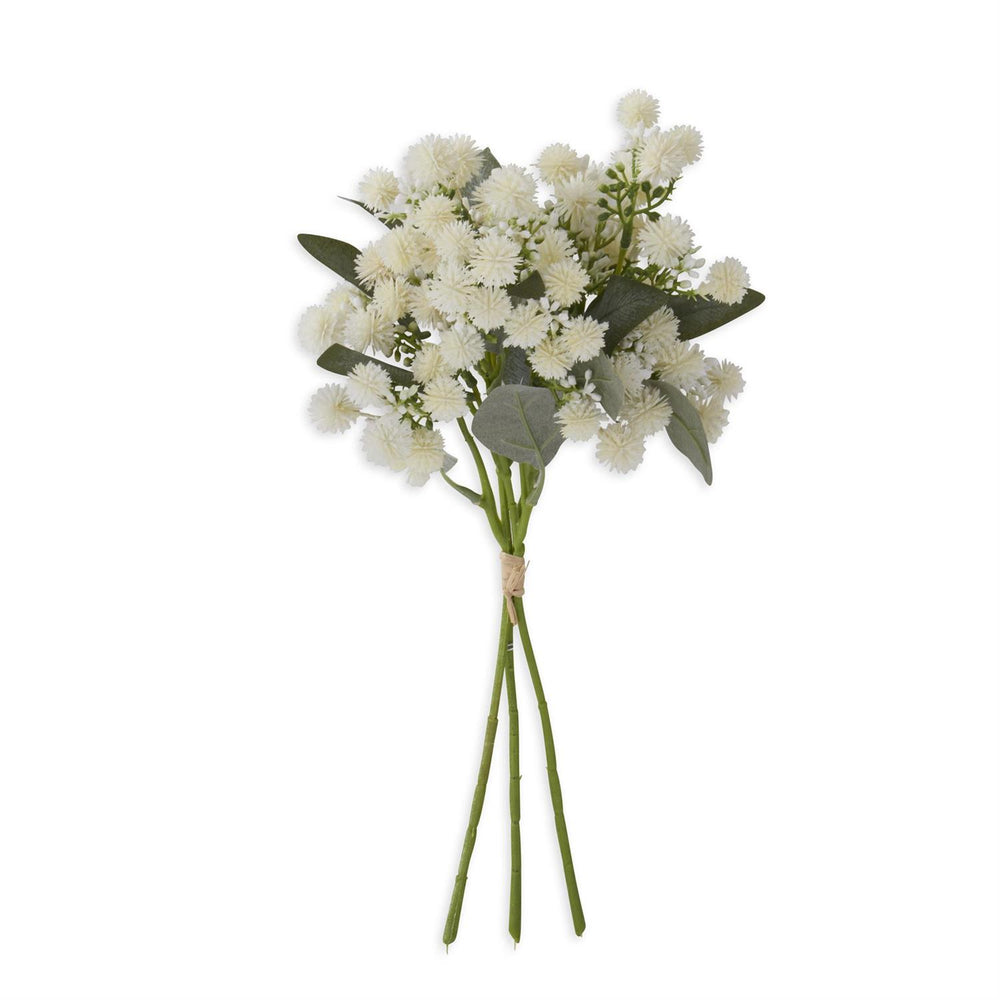 14" White Thistle Ball & Berries Bundle (3 Stem) - Florals and Foliage