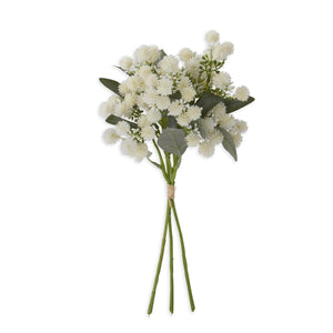 14" White Thistle Ball & Berries Bundle (3 Stem) - Florals and Foliage