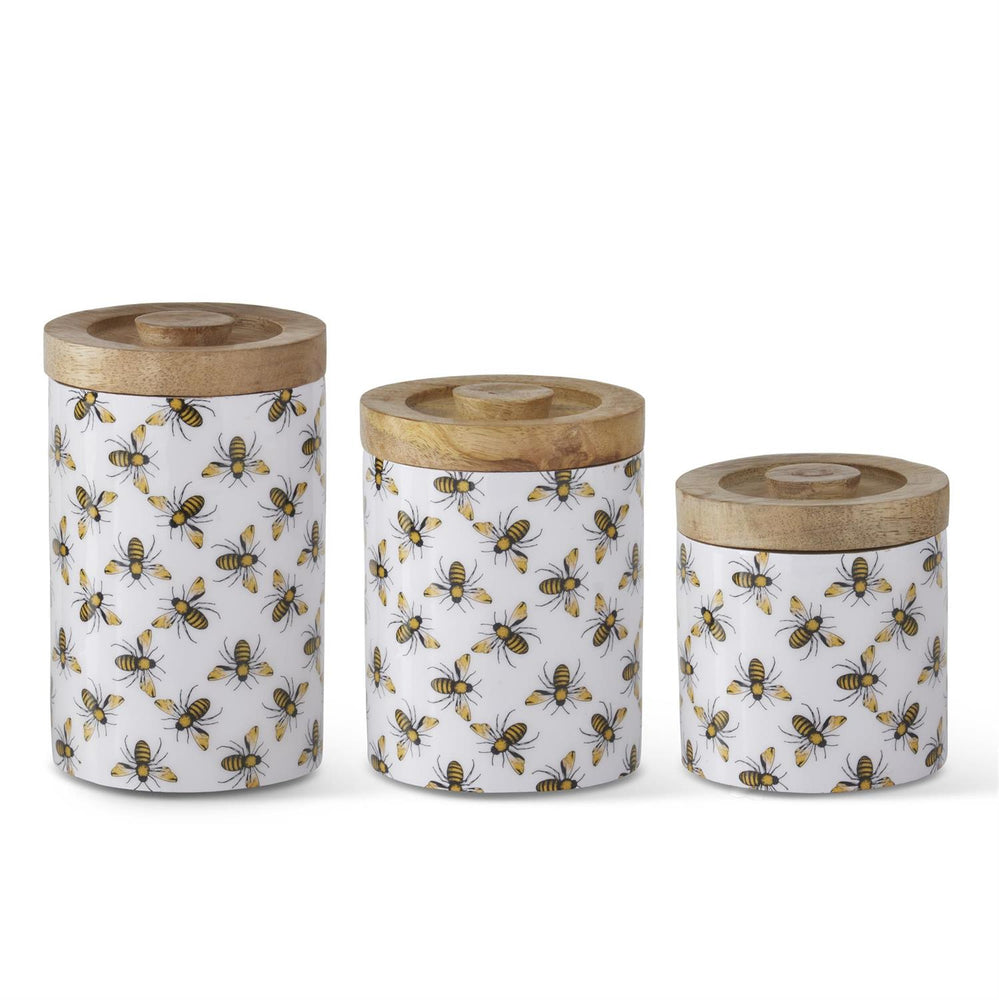 Bee Enameled Wood Containers ( Multiple Sizes )