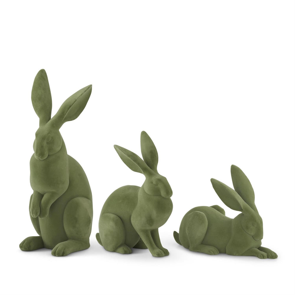 Sage Green Flocked Rabbits ( Multiple Sizes )