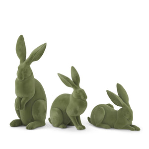 Sage Green Flocked Rabbits ( Multiple Sizes )