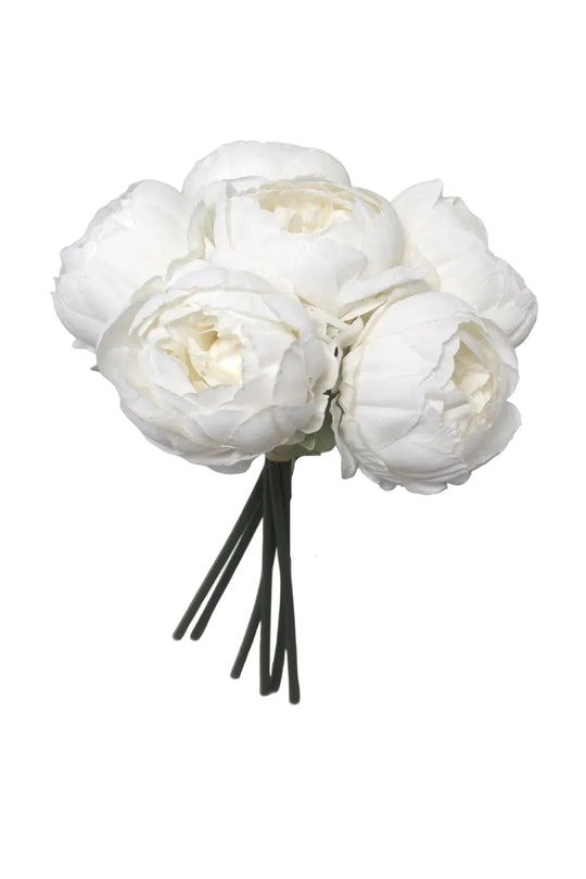 10" Peony Bouquet (White)