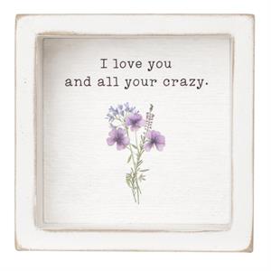 Whimsical Flowers - I Love You 4x4 Shadow Box