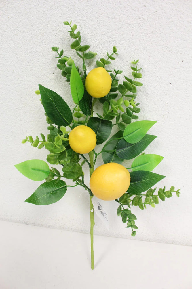 16" Lemon/Eucalyptus Pick - Florals and Foliage