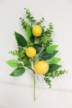 16" Lemon/Eucalyptus Pick - Florals and Foliage