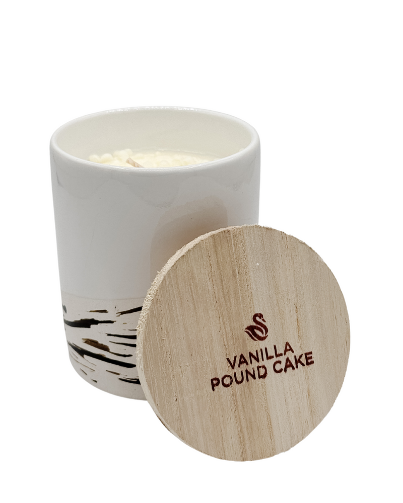 Swan Creek Candle: Finesse Collection -Vanilla Pound Cake (White Pot w/Lid)