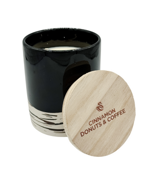 Swan Creek Candle: Finesse Collection -Cinnamon Donuts & Coffee (Black Pot w/Lid)