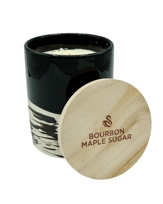 Swan Creek Candle: Finesse Collection -Bourbon Maple Sugar (Black Pot w/Lid)