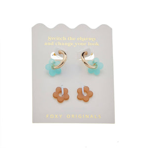 Aqua & Sand Flower Earrings | Mix and Match: Silver