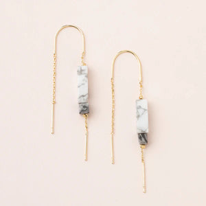 Scout Rectangle Stone Earrings - Howlite/Black/Gold