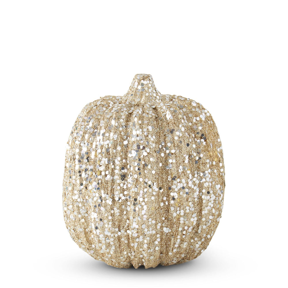 6" Champagne Glitter & Sequin Pumpkin