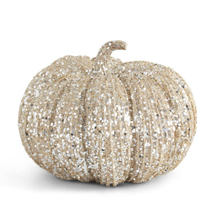 8" Champagne Glitter & Sequin Pumpkin