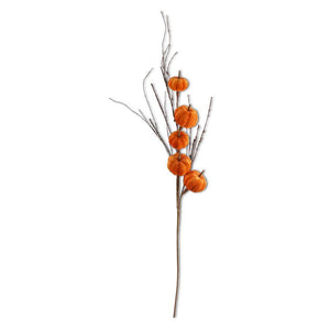 38" Orange Velvet Pumpkin Stem - Florals and Foliage