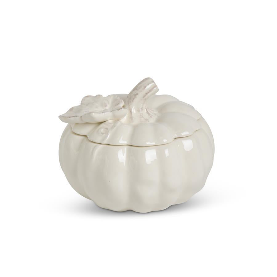 
            
                Load image into Gallery viewer, 5.5 Inch Cream Dolomite Lidded Pumpkin Container
            
        