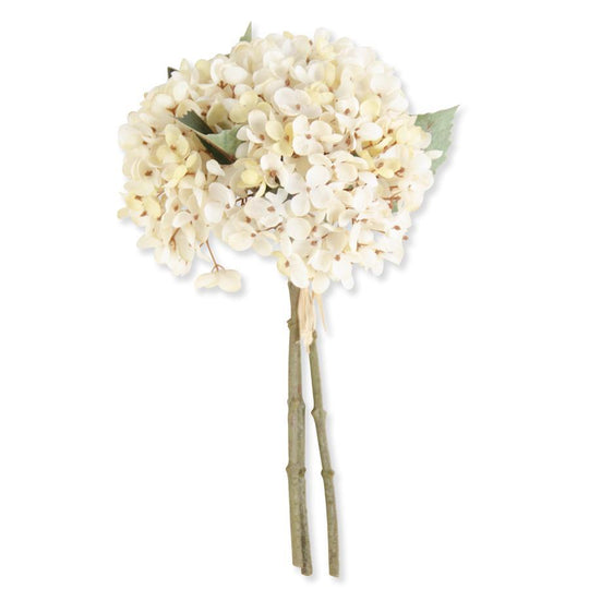 13" Cream Two Tone Hydrangea Bundle (3 Stems)