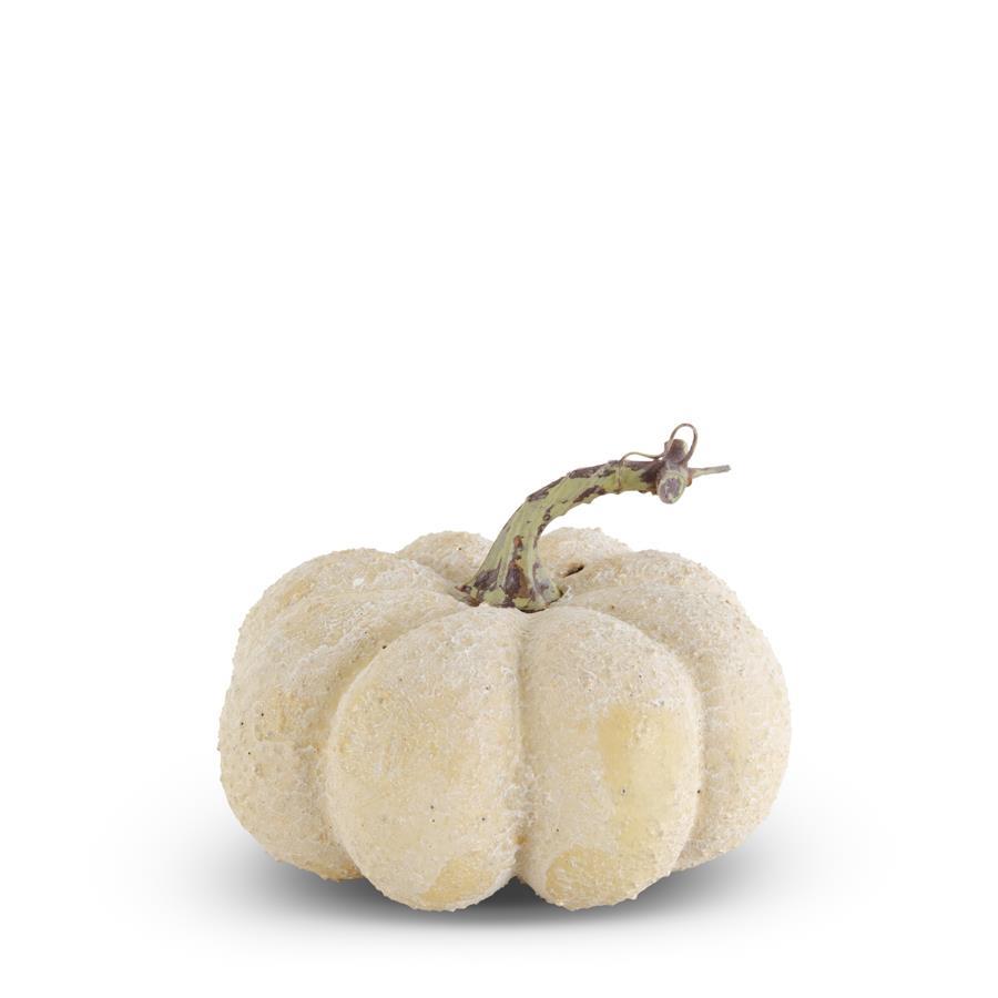 5.5 Inch Cream Whitewashed Textured Pumpkin