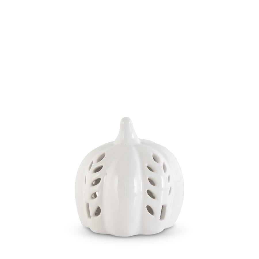 3.25 Inch White Ceramic LED Cutout Mini Pumpkin