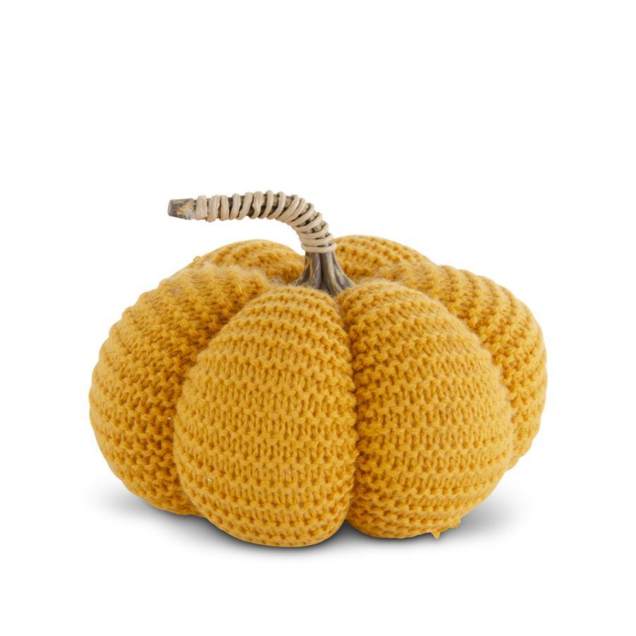 7 Inch Golden Yellow Knit Stuffed Pumpkin