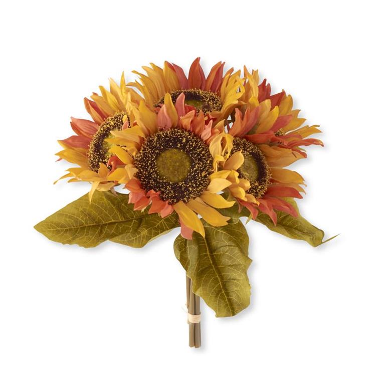 13" Orange 3 Tone Sunflower Bundle ( 5 Stems) - Florals and Foliage